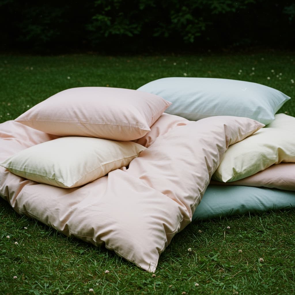 Soft pastel bedding and pillows - laundry as it should be